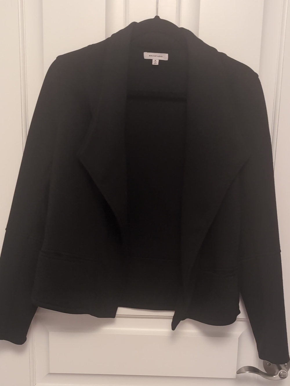 Max Studio Black Draped Open-Front Blazer